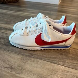 Nike Cortez Basic Leather White Red OG Forrest Gump Womens Sneakers Size 7.5